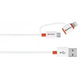 Skross iPod/iPhone/iPad Pro/iPad USB cable [1x USB 1x Micro USB plug, Apple Dock lightning plug] 1.00 m White